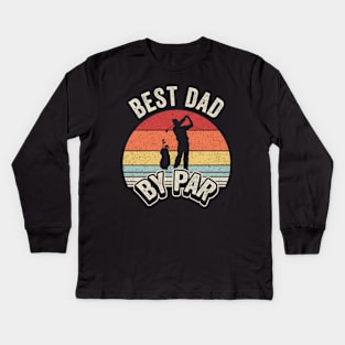 Best Dad By Par Funny Golfer Golfing Dad Father's Day Dad Birthday Gift Kids Long Sleeve T-Shirt